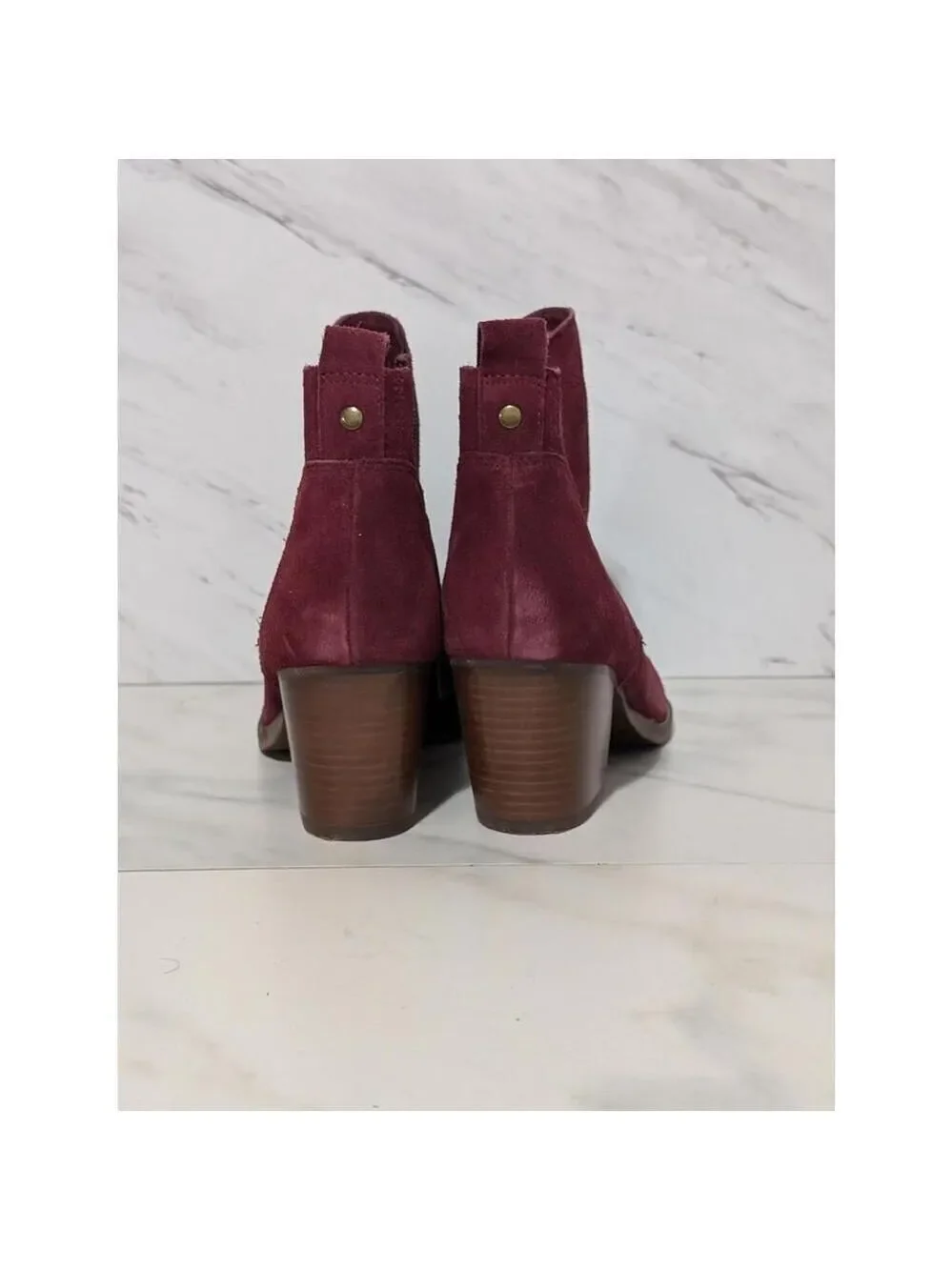Crown Vintage Women's  Burgundy Suede Ankle Boots 8.5